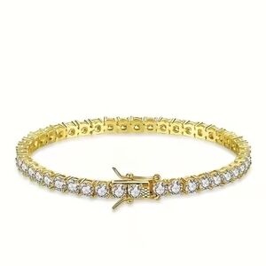 Elegant Golden CZ Tennis Bracelet 7" New